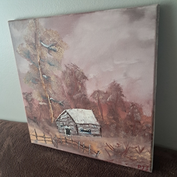 Bob Ross Inspired Hand Painted Canvas Oil Paint Landscape Woods - Picture 5 of 6